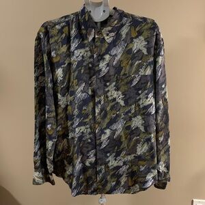Pasha 100% Silk Men's Patterned Shirt Size Large casual button down